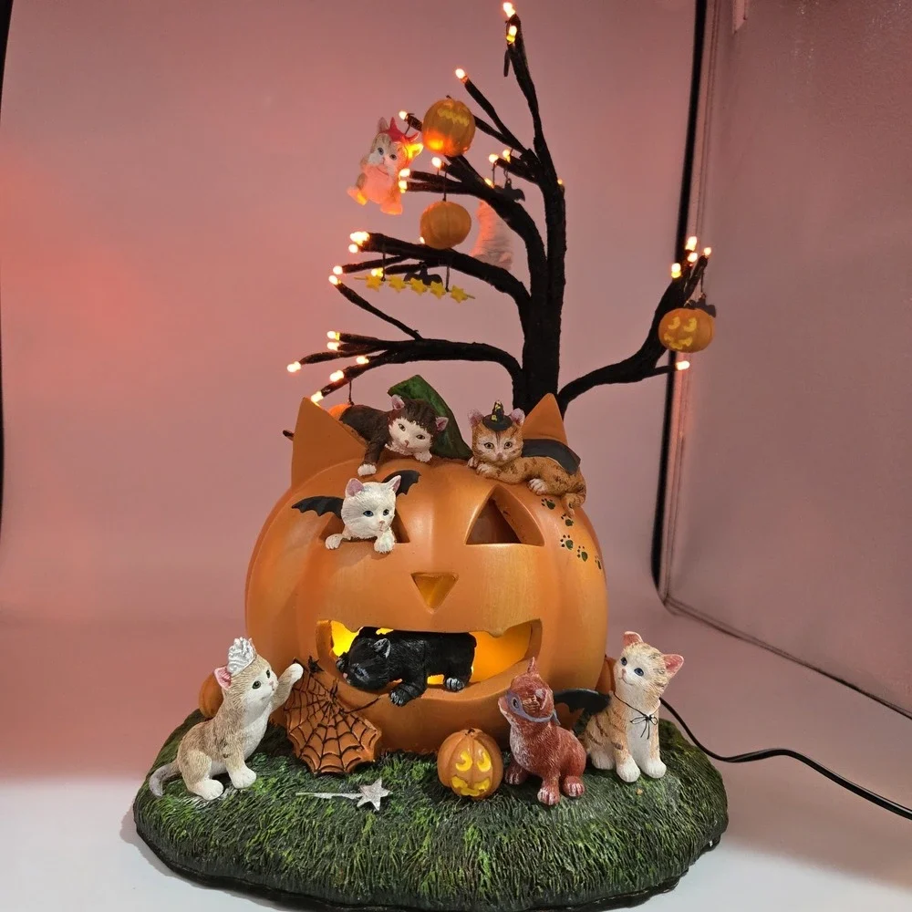 Bradford Exchange Purr-Fectly Mischievous‎ Halloween Tree Cat Kittens Lighted
